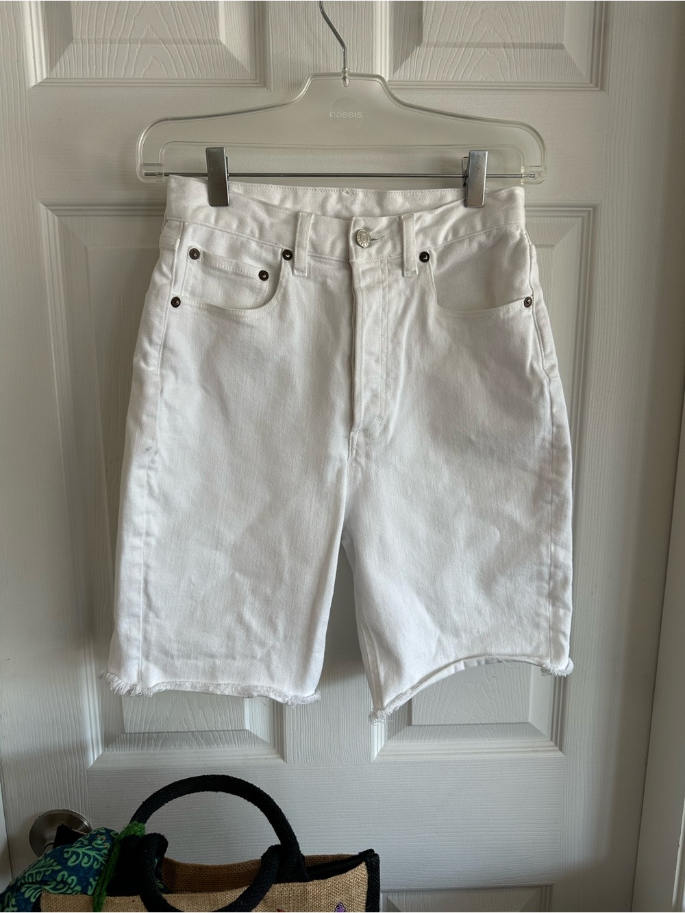 Agolde White Denim Jean Shorts